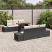 Conjunto Sofá Jardín  7 Piezas Beige y Negro Ratán y Poliéster