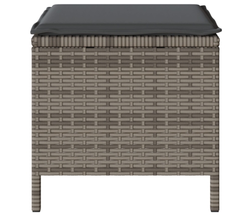 Conjunto de Comedor de Jardín de 3 Piezas con Cojines Gris de Poliratán y Acacia