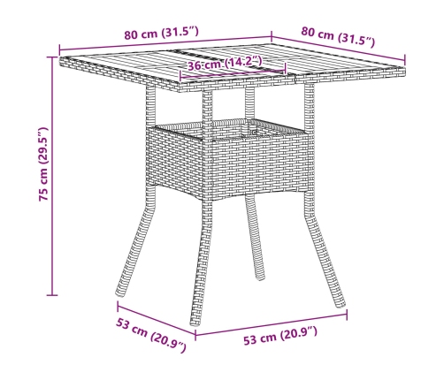 Conjunto de Comedor de Jardín  de 5 Piezas con Cojines Beige Polirratán