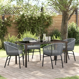 Set de comedor de jardín  de 5 piezas en gris ratán