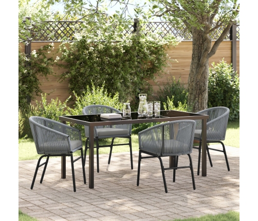 Set de comedor de jardín  de 5 piezas en gris ratán