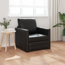 Sillón cama 2 en 1 Negro 74x77x81 cm Cuero Sintético