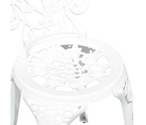 Conjunto de Bistro de Jardín de 3 Piezas  Blanco de Aluminio Fundido