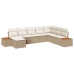 Set de Sofá de Jardín  de 8 Piezas con Cojines Beige de Ratán Poliéster