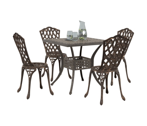 Conjunto de Comedor de Jardín de 5 Piezas  en Aluminio Fundido Bronce