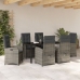 Set de Comedor de Jardín de 7 Piezas con Cojines Gris Poliratán