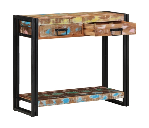 Mesa Consola  Multicolor de Madera Recuperada Sólida y Metal