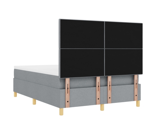 Cama Box Spring  con Colchón Gris Claro 160x200 cm Tela