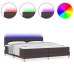 Cama Box Spring  con Colchón & LED Marrón Oscuro 200x200 cm Tela