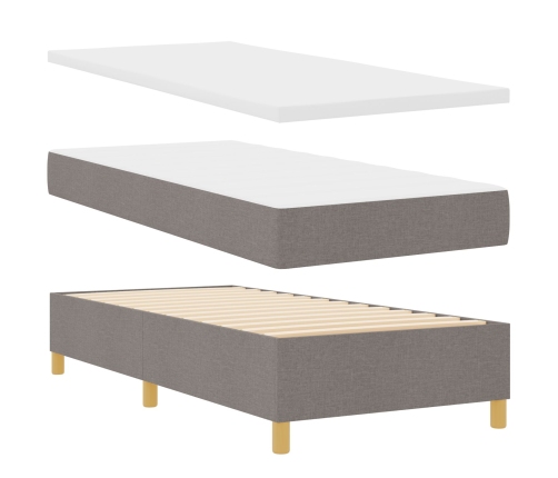 Cama Base Tapizada con Colchón Taupe 100x200 cm Tela