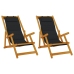 Sillas de playa plegables  2 pcs Negro Madera maciza de Acacia y Textileno