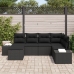 Conjunto de Sofá de Jardín  Set de 6 Negro Poliratán, Poliéster