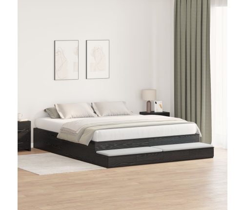 Estructura de cama con almacenamiento  Roble negro Madera elaborada