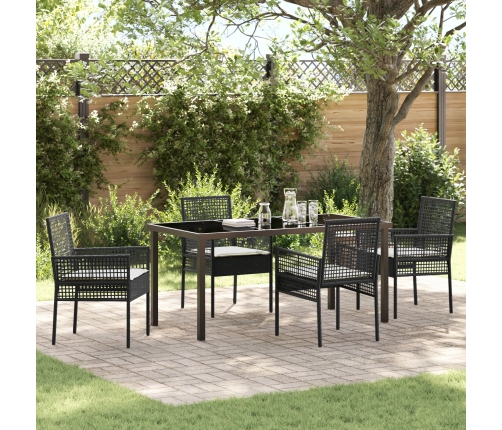 Juego de Comedor de 5 Piezas con Cojines Poliratán Negro