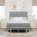 Cama con Canapé con Colchón y Banco Gris Claro 140x190 cm Tela