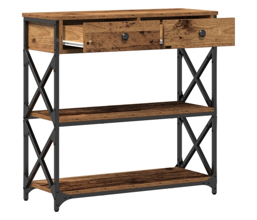 mesa consola de madera vieja 75x28x75 cm madera de ingeniería y acero