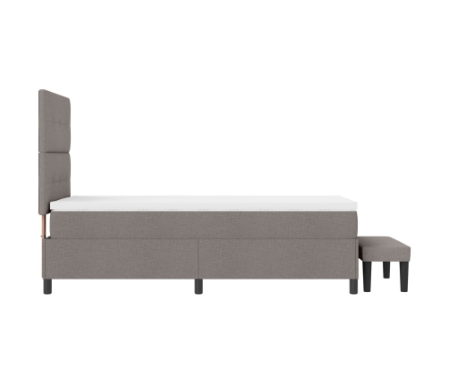 Cama con Somier con Colchón y Banco Taupe 100x200 cm Tela