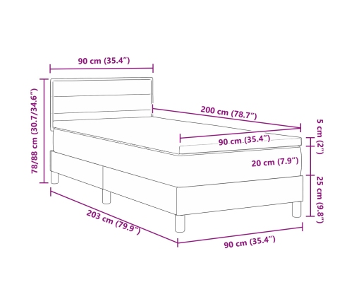 Cama Box Spring con Colchón Taupe 90x200 cm Tela