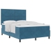 Cama Box Spring  con Colchón Azul Oscuro 140x190 cm Terciopelo
