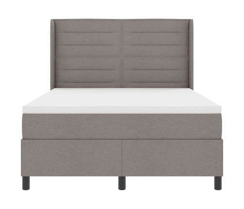 Cama box spring con colchón y LED Taupe 140x200 cm Tela