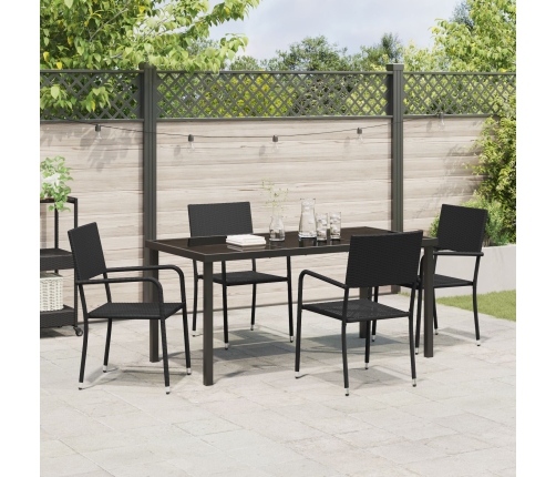 Conjunto de Comedor Jardín de 5 Piezas Black Poly Rattan