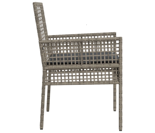 Sillas de Jardín  2 pcs con Cojines Gris de Poliratán