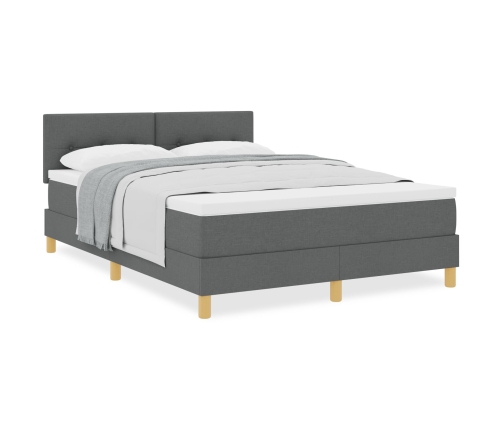 Cama con somier  con colchón gris oscuro 160x200 cm tela