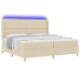Cama Box Spring  con Colchón y LED Crema 200x200 cm Tela