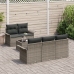Conjunto de Sofás de Jardín  Set de 6 Gris Rattan, Poliéster