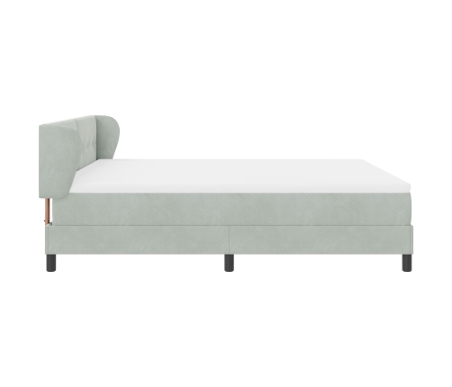 Cama con somier y colchón  Gris Claro 180x200 cm Terciopelo
