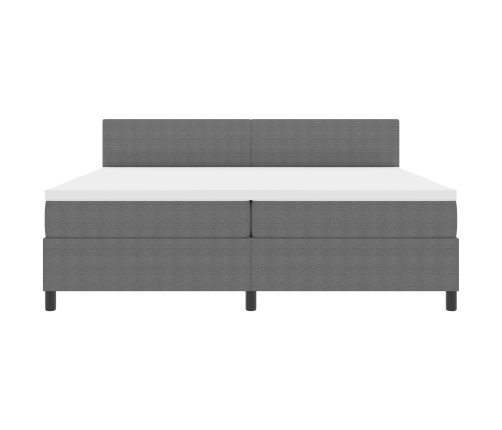 Cama Box Spring con Colchón Gris 200x200 cm Tela de Pana