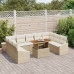 Juego de comedor de jardín de 10 piezas con cojines Beige Poliratán Acacia