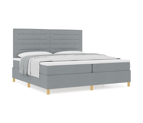 Cama Base Tapizada con Colchón Gris Claro 200x200 cm Tela