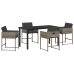 Conjunto de Comedor de Jardín de 5 Piezas con Cojines Gris Ratan PE