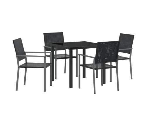 Conjunto de 3 Negro Ratán PE 54x62.5x89 cm Duradero