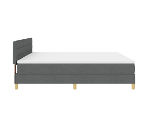 Cama Box Spring  con Colchón Gris Oscuro 200x200 cm Tela