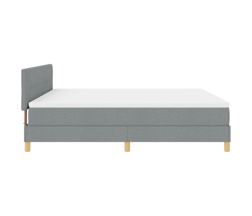 Cama de Somier con Colchón Gris Claro 180x200 cm Tela