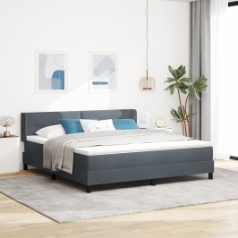 Cama con somier y colchón  Gris Oscuro 180x200 cm Aterciopelado