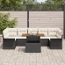 Set de Sofá de Jardín de 8 Piezas con Cojines Negro Ratán PE Acacia
