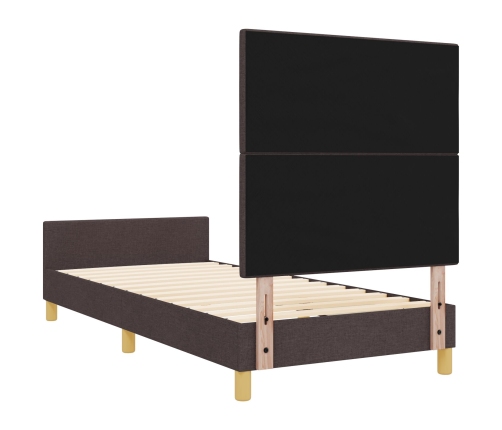 Estructura de cama  marrón oscuro 90x190 cm Tela