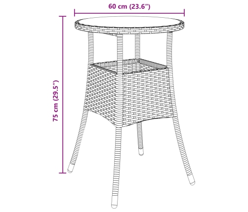 Conjunto de Comedor de Jardín  de 5 Piezas Gris Poliratán