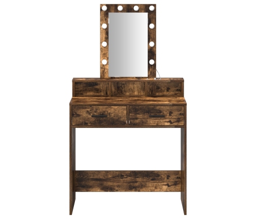 Mesa de tocador  con luces LED en roble ahumado 79x41x140 cm