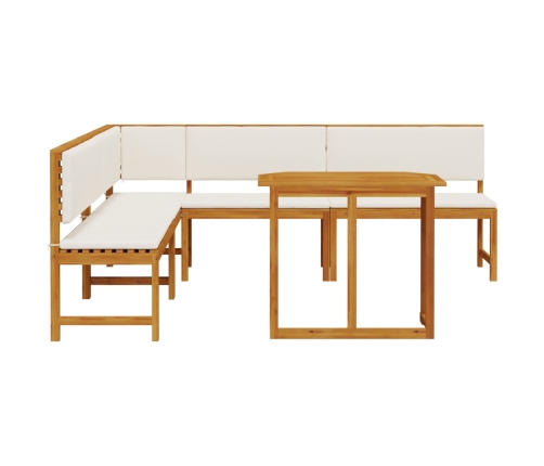 Juego de Comedor para Jardín de 4 Piezas con Cojines de Madera de Acacia
