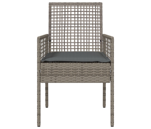 Sillas de Jardín  2 pcs con Cojines Gris de Poliratán