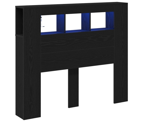 Cabecero de Almacenamiento  con Luces LED Roble Negro 120x18,5x103,5 cm