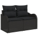 Set de Sofá de Jardín de 11 Piezas con Cojines Negro Poliratán Acacia,  Sofá de Jardín de 2 Personas con Cojines Negro Poliratán,  Set de Comedor de Jardín de 3 Piezas con Cojines Negro Poliratán Acacia