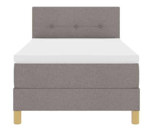 Cama Box Spring  con Colchón y LED Taupe 100x200 cm Tela
