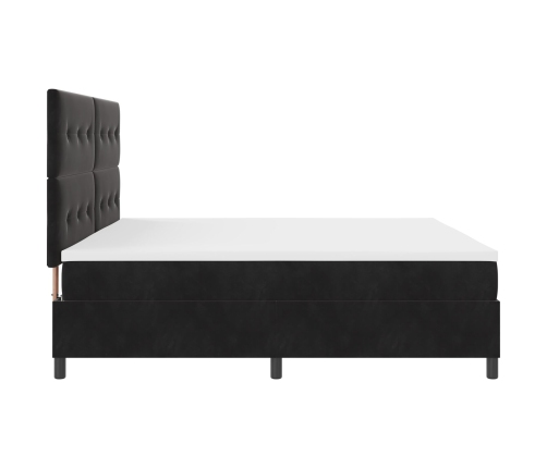 Cama Box Spring  con colchón Negro 200x200 cm Terciopelo