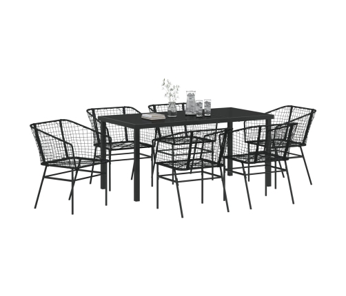 Juego de 4 Negro Rattan PE Mediano