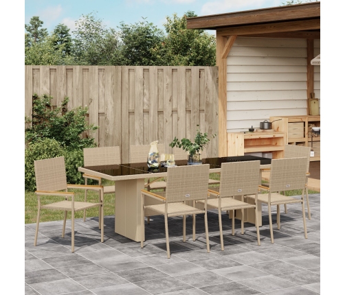 Juego de Comedor de Jardín de 9 Piezas  Beige Poliratán